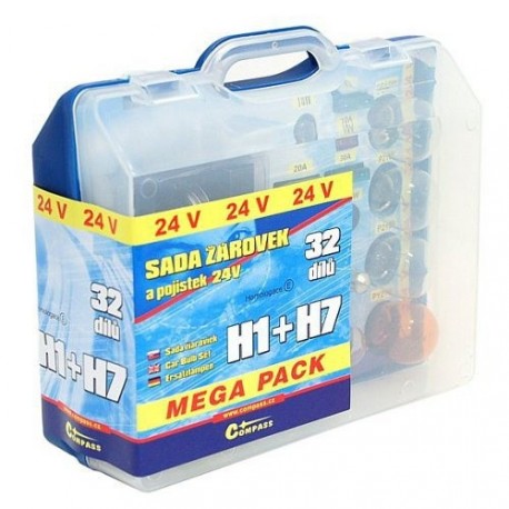 Žárovky 24V servisní box MEGA H1+H7+pojistky